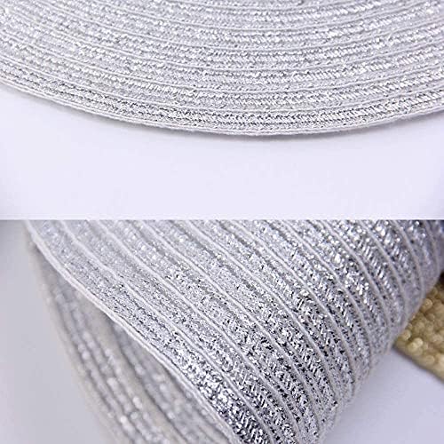SHACOS Glitter Silver Placemats Set of 8 Sparkle Bling 15 inch Round Braided Table Mats Washable Place Mats for Dining Table Home Christmas Holiday Decor (Silver, 8) - Image 2