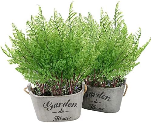 Artificial Plants, Plastic Grass Fern Shrubs Leaves Fake Bushes Outdoor Indoor Greenery Home Garden Décor Verandah Planting Filler Table Centerpieces Arrangements DIY Decoration 4 Pack - Image 3