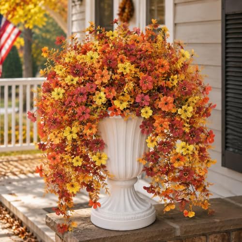2Pcs Artificial Fall Flowers Realistic Plants for Hanging Outdoor Decor by Unknown