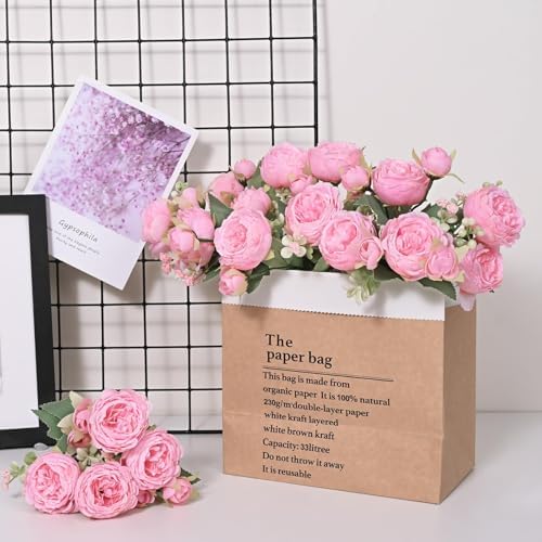 8 Packs Peonies Artificial Flowers, Light Pink Silk Artificial Peonies - Image 3