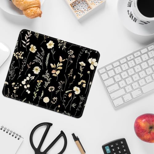 FROGIGO Mouse Pad with Stitched Edges - Dark Floral Mousepad Set for Women, 9.25 x 7.75 inch Washable Desk Pad, Non-Slip Rubber Base, Office Home Laptop Accessories - Midnight Botanical-2 Pack - Image 6