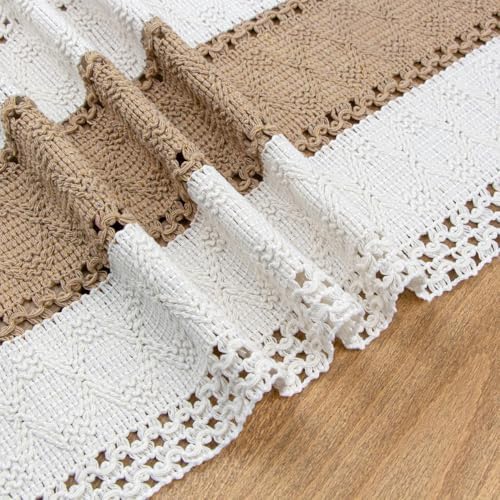 FEXIA Boho Table Runner for Fall Home Decor 12x72 Farmhouse Woven Runner - Image 4