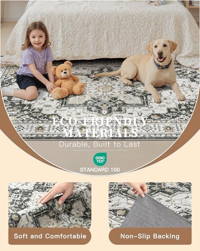 Madane Hallway Runner 3x8, Kitchen Rugs Washable Entry Rug, Black - Image 5