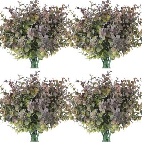 RECUTMS 12 Bundles Artificial Eucalyptus Greenery Stems 13In Dusty Purple by RECUTMS