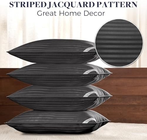 Basic Beyond Bed Pillows Standard Size Set of 4 - Down Alternative Pillows for Sleeping, Soft 20 x 26 Inches 4 Pack Standard Pillows for Back, Stomach or Side Sleepers, Black - Image 4