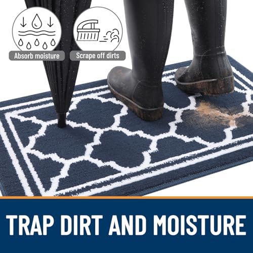 Buganda Indoor Door Mat, Dirt Resistant Doormat, 59x20, Navy Blue - Image 2