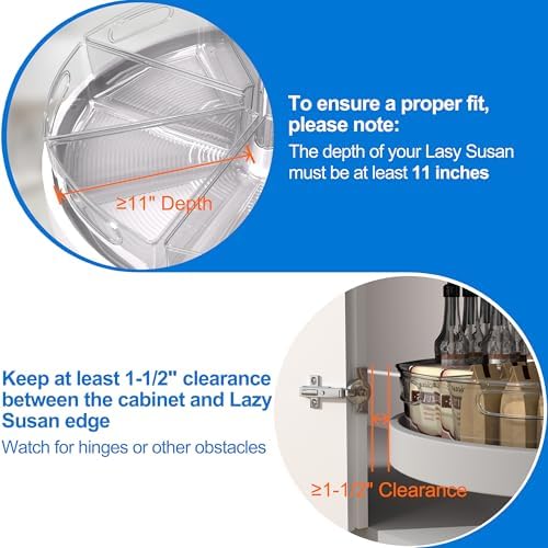 JOWBOOW Lazy Susan Organizer Bins for 28"-29" Diameter Corner Cabinet Lazy Susan, 6 Pack, Clear Plastic Cabinet and Pantry Storage Bin, 1/8 Wedge-Food Safe, BPA Free - Image 5