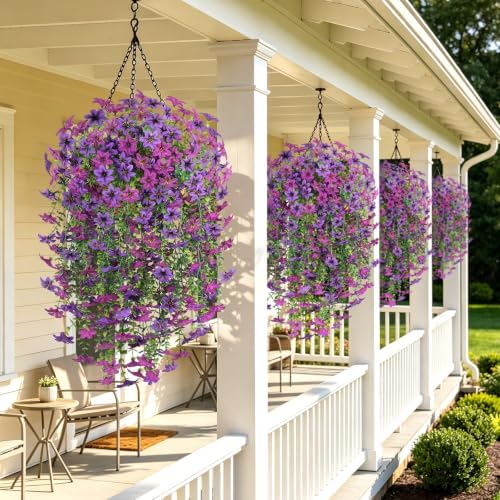 Realistic Faux Silk Flowers, Indoor Outdoor Hanging Decor, 2PCS - Image 3