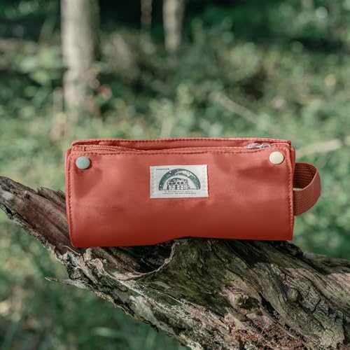 Lanxivi Large Capacity Pencil Case Roll Up Design Multifunctional Pencil Holder Pouch Stationery Pen Bag for Teen Girls and Boys Camping style - Orange Red - Image 5