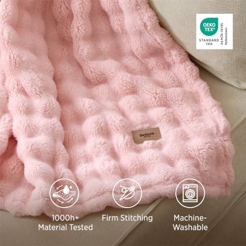 Bedsure Cloud Bubble Throw Blanket, Girls Room Decor, Pink, 50"×60" - Image 5