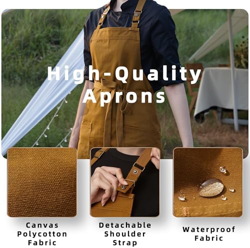 Chef Men Canvas Waterproof Apron Pocket 4251GB - Image 3