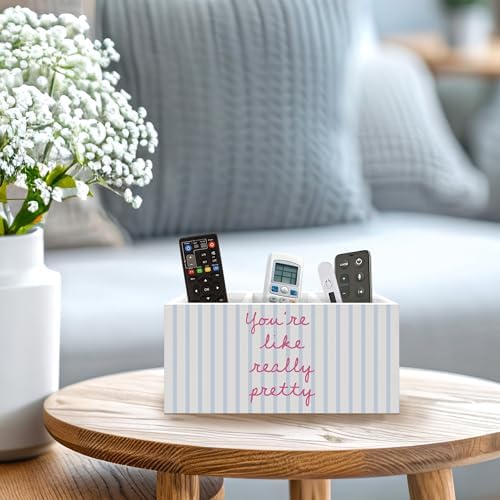 Inspirational Pen Holder, Positive Affirmations Office Pen Pencil Holder Organizer for Desk Accessories, Preppy Striped Wooden Box Desk Decor for Girls Room Bedroom Dorm Desk Decorations - Image 3