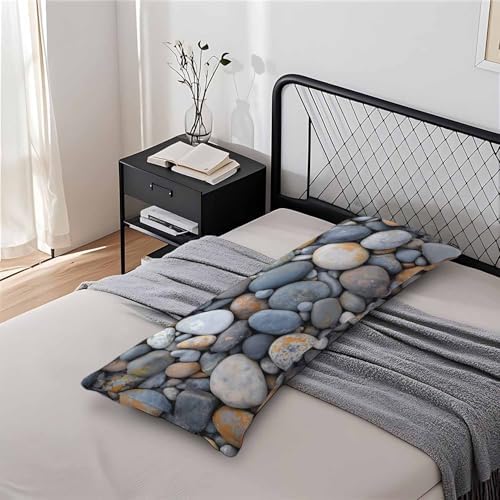 Sea Pebble Body Pillow Pillowcase, Beach Stones Rocks Farmhouse Body Pillow Cushion Covers, 20x54 Inch Bedding Pillows Protector Large Pillow Cases for Home Couch Sofa, Gray - Image 7