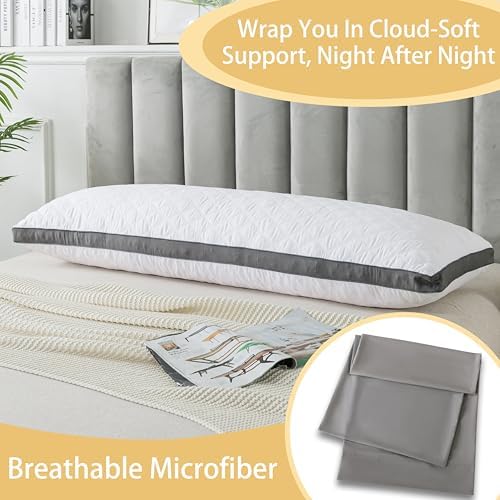 WhatsBedding Memory Foam Body Pillow with Cover, Long Bed Pillow for Adults - Image 5