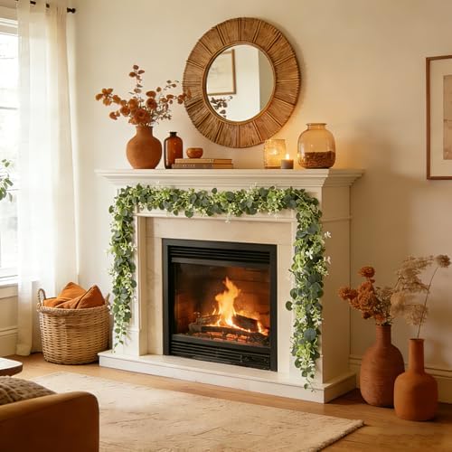 Eucalyptus Garland Greenery 2Pack: 5.9Ft Artificial Faux Greenery Vines for for Wedding Home Party Table Runner Decor - Image 5