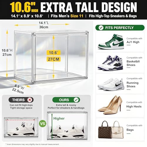 Clear High-Top Sneaker Storage Box, Acrylic Shoe Organizer 1 Pack - Image 2