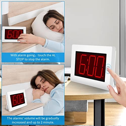 KWANWA Large Digital Alarm Clock, 3" LED Display Battery Operated, Dimmable Auto Night Mode, Easy to Read for Seniors Visually Impaired, Cordless Wall Clock or Table Clock for Bedroom Kitchen Office - Image 5