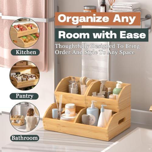 Potato and Onion Storage Bin, Stackable Pantry Organizers for Kitchen Countertop, Ventilated Bamboo Storage Baskets with Handles, Multipurpose Organization Containers for Fruit, Vegetable, 3 Pack - Image 6