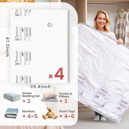 TAILI 4 Pack Vacuum Storage Bags, XXL Jumbo (47x39 Inch), Cream - Image 2