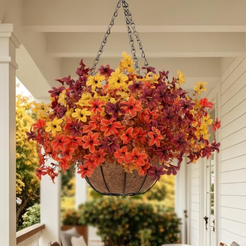 Artificial Fall Flowers Outdoor, UV Resistant Faux Mums with Eucalyptus - Image 3