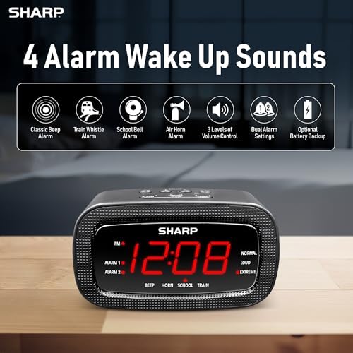 Sharp Shockwave 105dB Super Loud Alarm Clock for Heavy Sleepers, Dual Alarm - Image 2