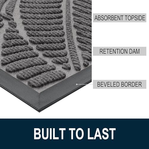 Colorxy Waterproof Front Doormat, Sturdy Natural Rubber Door Mat, 29.5x17 - Image 3