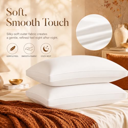 Hotel Collection Bed Pillow Queen Size 1 Count Down Alternative Filling Soft & Fluffy Breathable Pillow for Back, Stomach or Side Sleepers, Machine Washable (Queen (U.S. Standard)) - Image 6