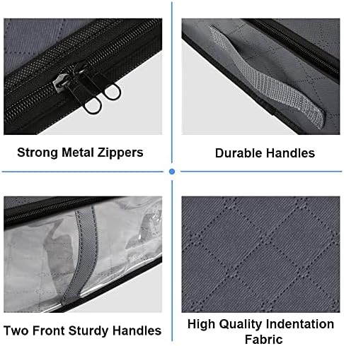 Under Bed Storage Containers, 4-Pack Large Capacity Underbed Storage Bags Organizer, Thick Fabric Storage Bins with Clear Window and Handles for Blanket, Comforter, Bedding, Clothes, Gray - Image 4