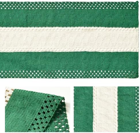 Artoid Mode Emerald Green Farmhouse Woven Table Runner 12x90 Inch - Image 6
