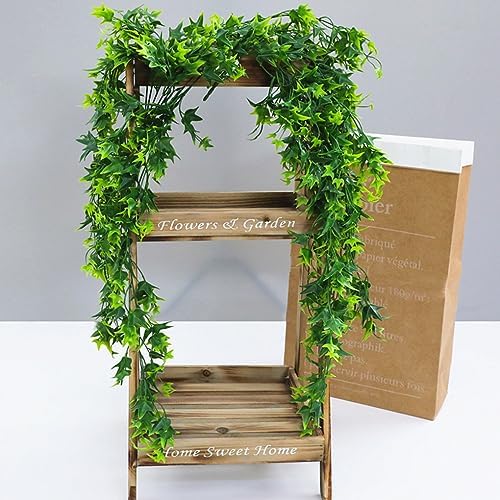 Artificial Hanging Vines, Fake Vine Plastic Plants Sweet Potato Leaves Ivy UV Resistant Greenery Décor Faux Flowers for Indoor Outdoor Garden Door Wall Wedding Party Table Decoration Green 4 Pack - Image 7