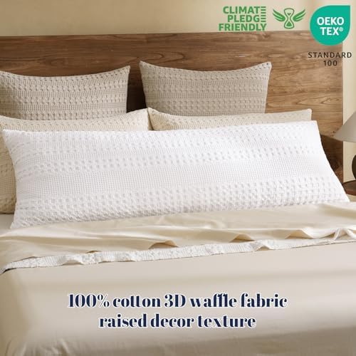 PHF Cotton Waffle Body Pillowcase 20" x 54", White, No Insert - Image 3