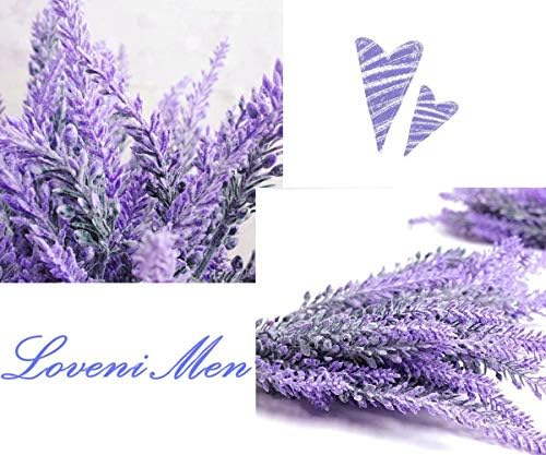 Artificial Lavender Flowers Bouquet in Purple, Fake Plants Christmas Decorations Ornaments for Home Decor Wedding Garden Office Patio Decoration Party Arrangement Outdoor Indoor - 8 pcs - Image 2