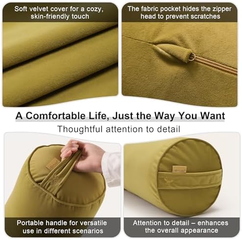 Long Round Body Pillow for Adults, 39.37 x 7.87 in, Golden Yellow - Image 5