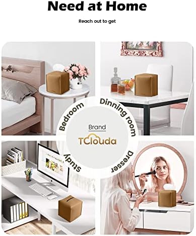 Tissue Box Cover for PU Leather, Modern Simple Solid Color Holder Square Tissue Bag, Ideal for Bathrooms,Office,Car,Nightstand,Outdoor Tent,Dining Table,5"X5"X5", Single Bronze - Image 4