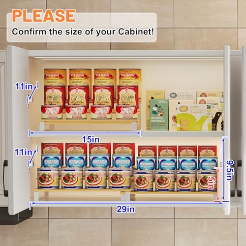 3-Tier Expandable Bamboo & Iron Can Organizer, Holds 30 Cans, White - Image 3