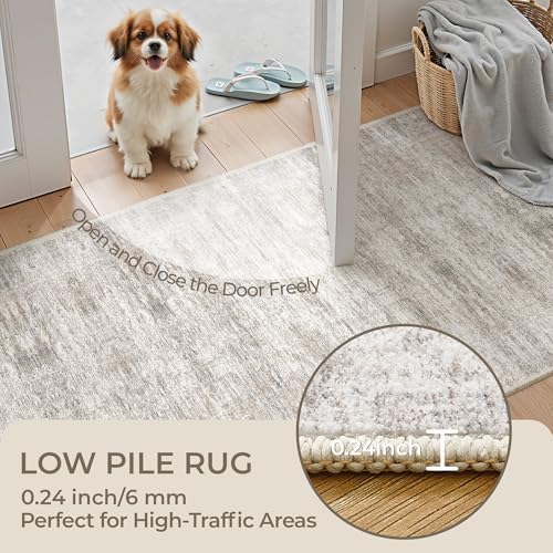 2x5 Rug Runners for Hallways Non Slip,Kitchen Rugs,Taupe - Image 6