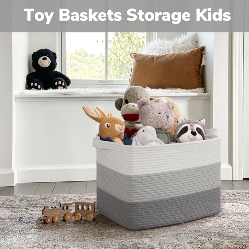 Goodpick 50L Large Woven Storage Basket, 18" x 14" x 12", Gradient Gray - Image 4
