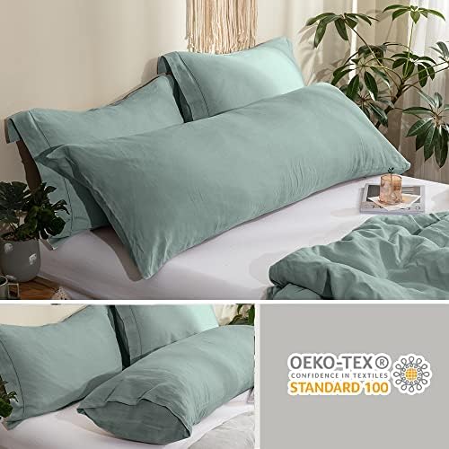 Simple&Opulence Body Pillow Cover 20" x 54",100% Pure Linen, Ultra Soft and Breathable, Body Pillowcase with Envelope Closure for Adults(Greyish Green) - Image 5