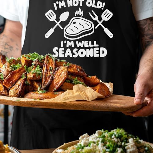 Funny Aprons for Men with Pockets, Mens Apron for Cooking Grilling BBQ, Dad Gifts for Husband Birthday Fathers Day - Image 3