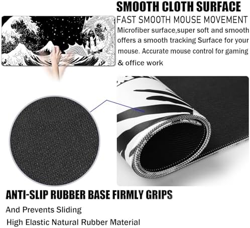 TEDNETGO Extra Large Mouse Pad, Gaming Mouse Pad, Waterproof Extra Large Mousepad with Stitched Edges, Non-Slip Base Keyboard Pad for Gamer, Office & Home, 31.5 x 15.8, Dragon - Image 3