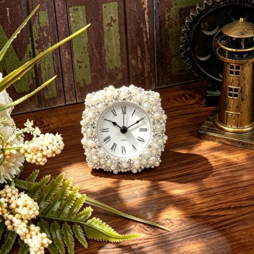 Vintage Table Clock, Silver Shelf Clock, Small Clock for Home Bedroom Office Desktop Decor - Image 6