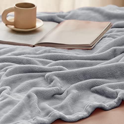 Bedsure GentleSoft Fleece Blanket California King Light Grey - Lightweight Plush Fuzzy Cozy Soft Bed Blankets, 102x96 inches - Image 5