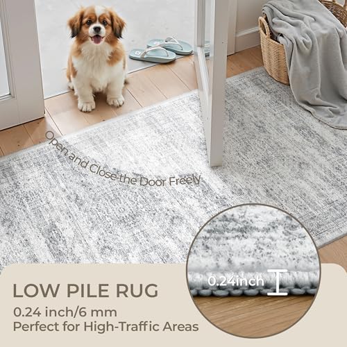 2x6 Runner Rug Non Slip,Washable Hallway Runner Rug,Grey - Image 6