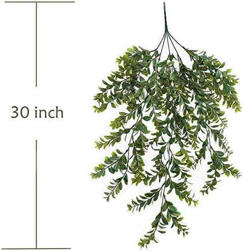 Fake Hanging Vines, Artificial Vine Plastic Green Leaves Plants UV Resistant Greenery Plant for Indoor Outdoor Garden Office Bathroom Decor Wedding Party Christmas Baskets DIY Decoration 2 Pack - Image 5