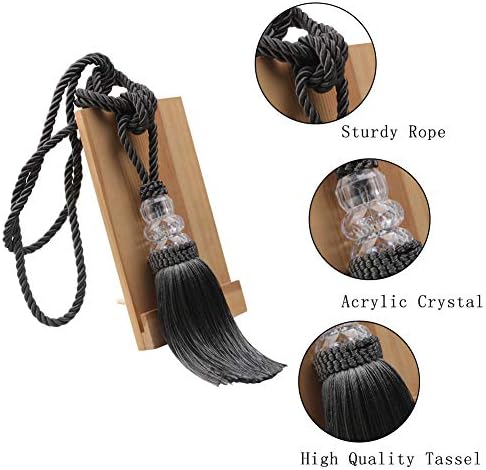 BEL AVENIR 2 Pack Curtain Tiebacks Hand-Woven Holdbacks Tassels Tiebacks - Image 2