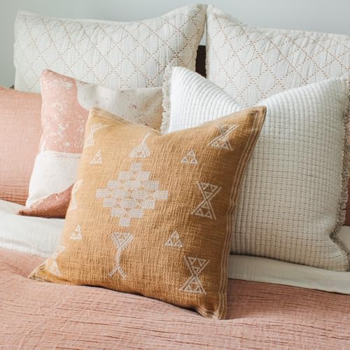 Canyon Copper Pillow, 18" x 18", Abstract Earth Tone Print Decorative Throw Pillow with Insert, Handwoven Cotton, Luxury Accent Pillow for Sofa Couch or Bedroom - Image 3