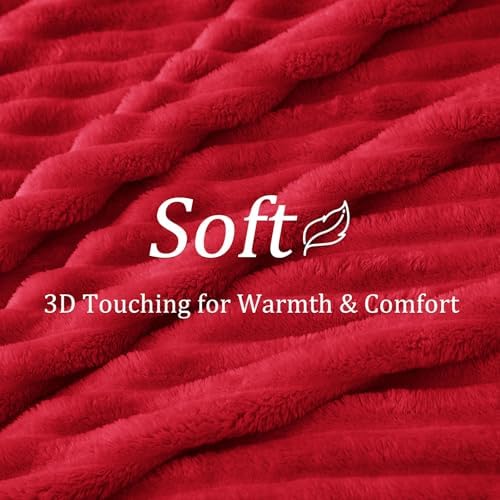 BEDELITE Ribbed Red Throw Blanket for Couch, 50"x60" - Image 4