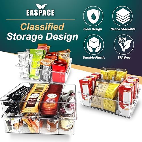 4-Pack Pantry Organizer Bins – Clear Storage Containers for Pantry, Kitchen, Fridge, Cabinet, or Shelf – Perfect for Snacks, Food, Drinks & Multi Purpose - Image 2