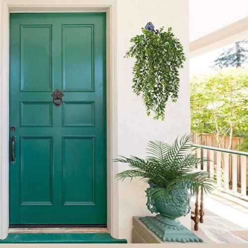 Fake Hanging Vines, Artificial Vine Plastic Green Leaves Plants UV Resistant Greenery Plant for Indoor Outdoor Garden Office Bathroom Decor Wedding Party Christmas Baskets DIY Decoration 2 Pack - Image 2