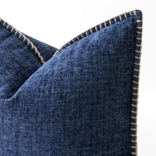 MIULEE Decorative Couch Throw Pillow Covers 18x18 Inch Navy 2 Pack - Image 3
